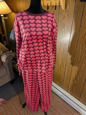 Kate Spade Red and Pink Heart-Print Pajama Set